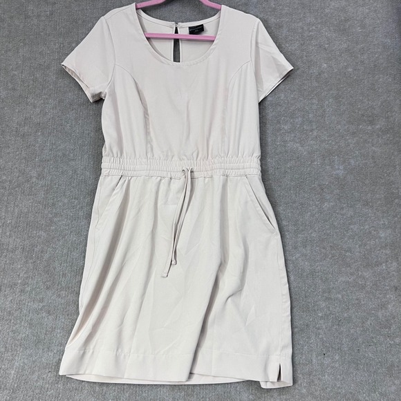 32 Degrees Cool Beige Drawstring Waist Short Sleeve Casual Dress - M - Picture 1 of 7